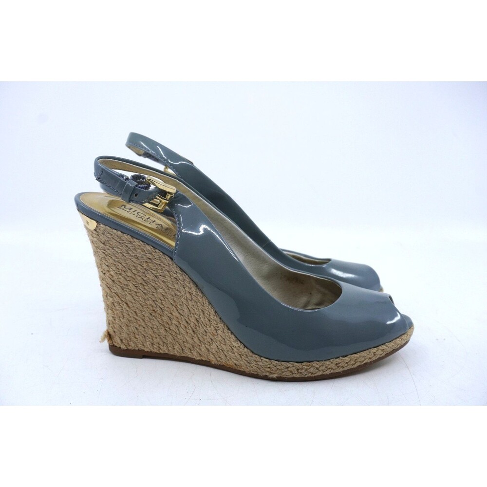 Michael Michael Kors Woman's Size 8 Keegan Sling Wedge Patent Surf Heels